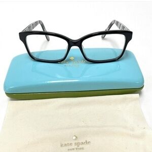 Kate Spade Sharla 0QG9 black/white glasses frame with case and cleaning cloth